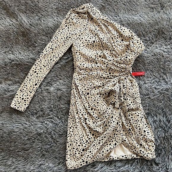 Mac Duggal One-Shoulder Animal Print Mini Dress - Picture 4 of 5